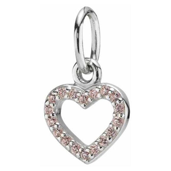 Pandora Jewelry - PANDORA Silver Heart Pendant with Pink Zirconia Authentic Sparkling Charm
